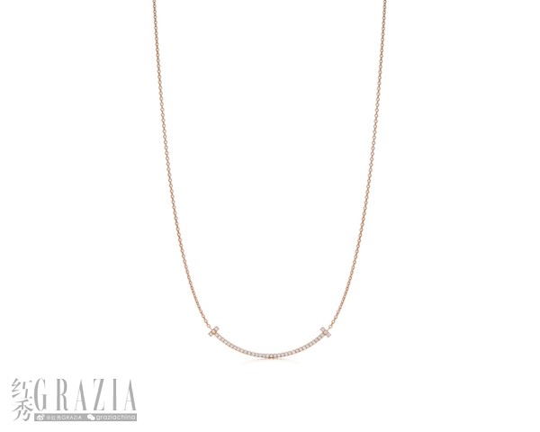 Tiffany & Co. 蒂芙尼T系列T Smile 18K玫瑰金镶钻项链.jpg
