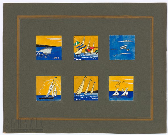 描绘海边风景的首饰盒设计图，约1925年 Van Cleef & Arpels Archives.png