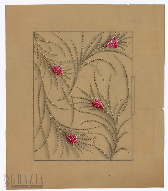 树叶图案首饰盒设计图，约1945年，Van Cleef & Arpels Collection.png