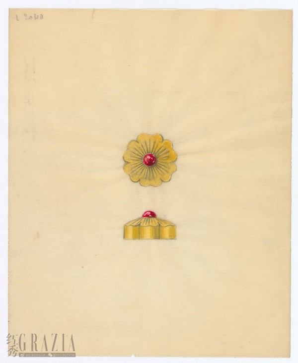 kcbkv20240319172357.jpg Flower case设计图,约1960年 Van Cleef & Arpels Archive.jpg