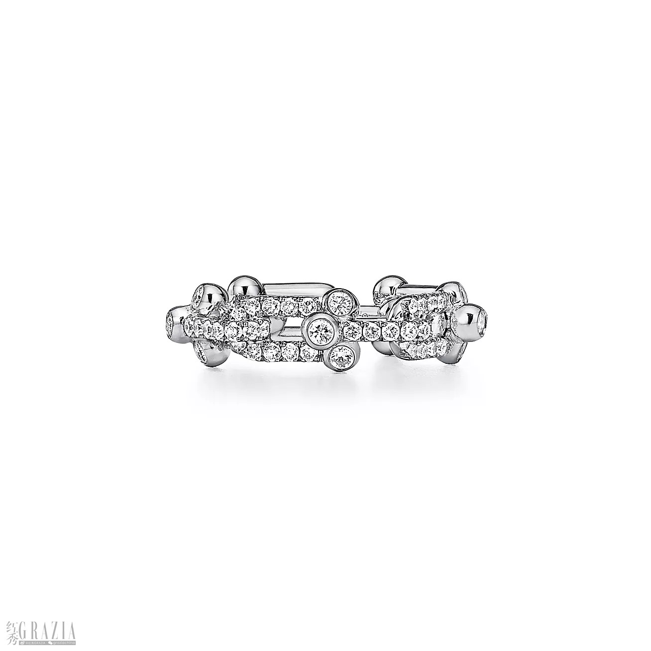 Tiffany HardWear系列18K白金铺镶钻石链环戒指.png