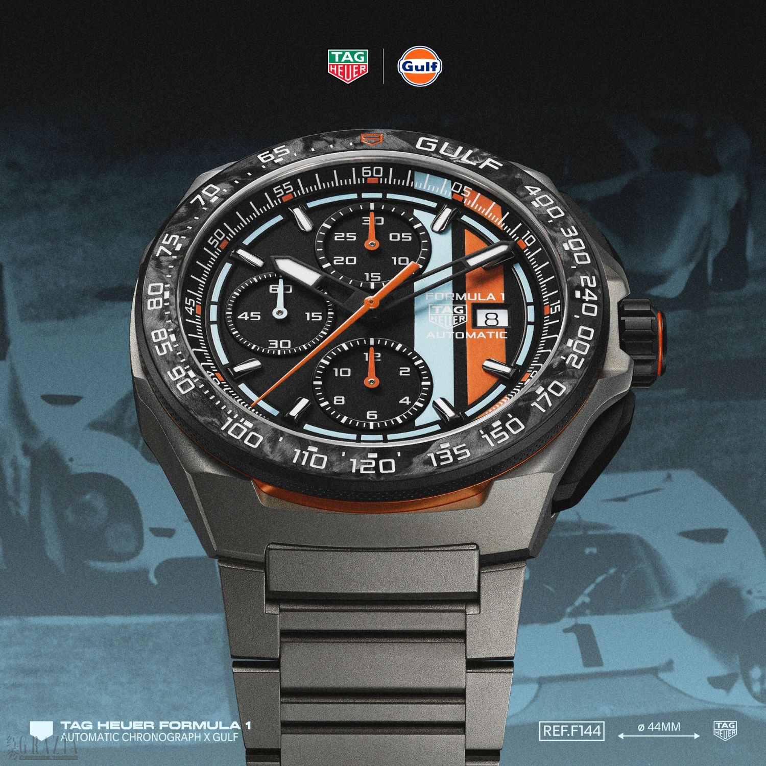 7. 经典蓝橙配色 续写竞速传奇 TAG Heuer泰格豪雅重磅推出全新 F1 系列海湾石油自动计时码表.jpg