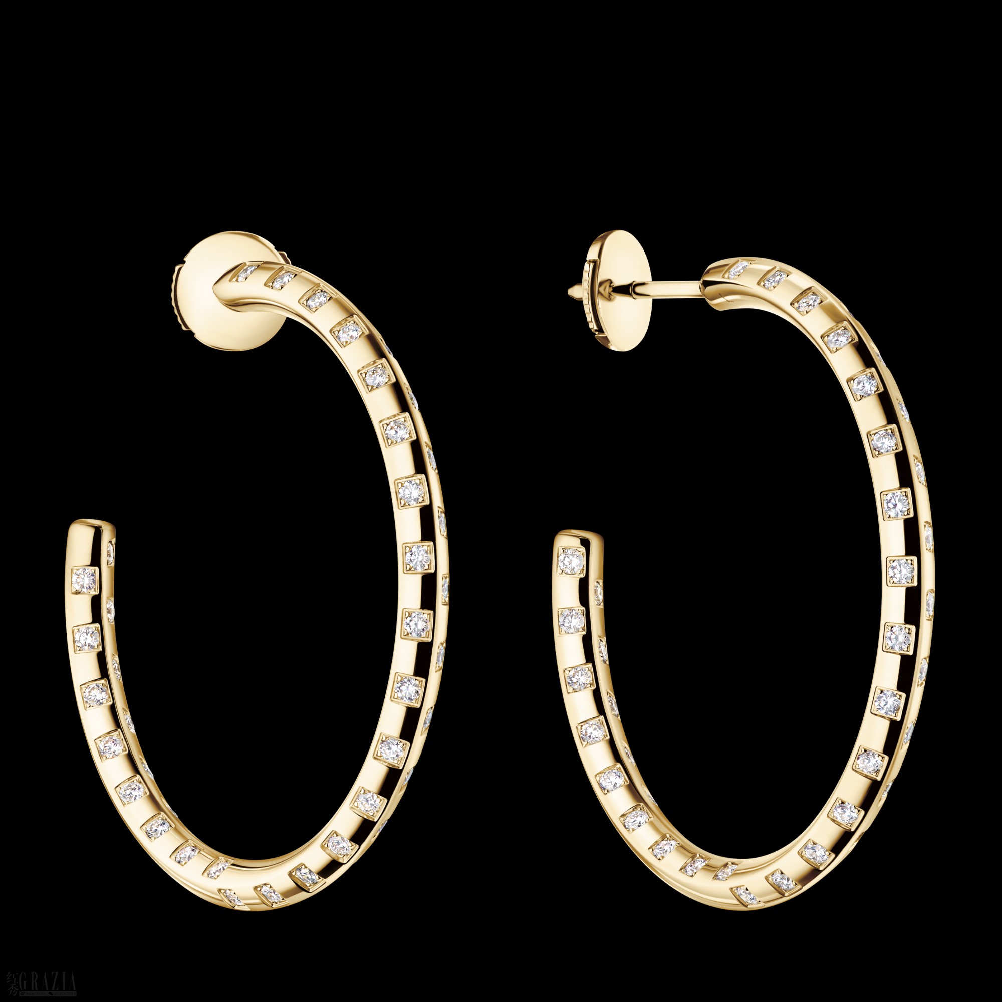 LE DAMIER DE LOUIS VUITTON EARRINGS, IN YELLOW GOLD AND DIAMONDS. LOUIS VUITTON FINE JEWELRY.png