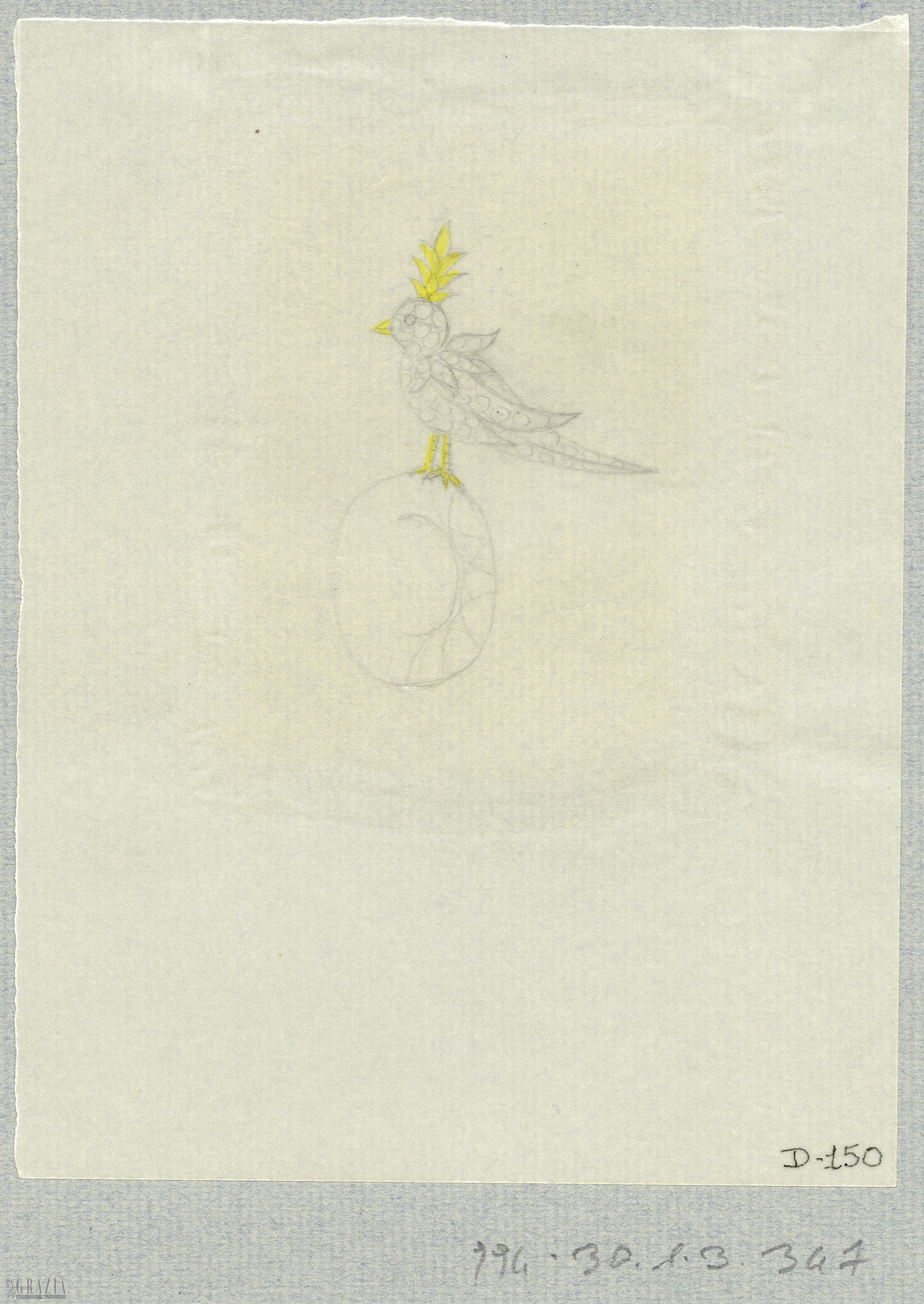 “石上鸟”胸针设计图稿，让·史隆伯杰，约1965年，巴黎装饰艺术博物馆（MAD）馆藏.jpeg