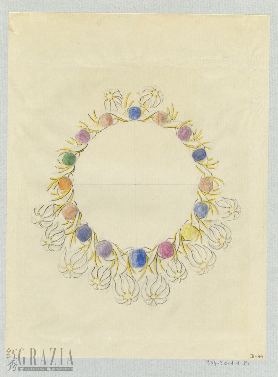 茉莉花造型项链设计图稿，让·史隆伯杰，1961年-1962年，巴黎装饰艺术博物馆（MAD）馆藏（1）.jpeg