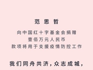 范思哲向中国红十字基金会捐赠100万元抗击疫情