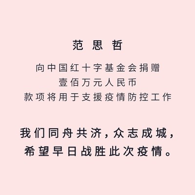 范思哲向中国红十字基金会捐赠100万元抗击疫情