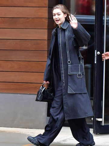 Gigi Hadid搭配法国独立设计师品牌Elleme包款 出街纽约时装周