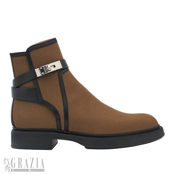 Ankle boot in cotton canvas and calfskin.jpg